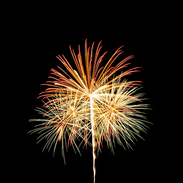 Colorful fireworks over dark sky background — Stock Photo, Image