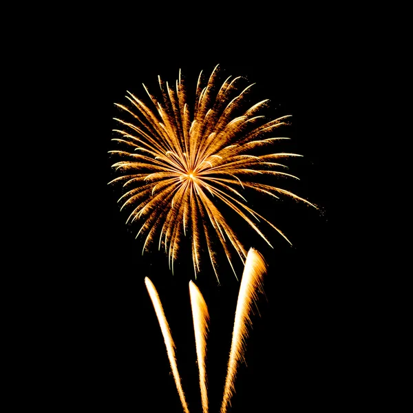 Colorful fireworks over dark sky background — Stock Photo, Image