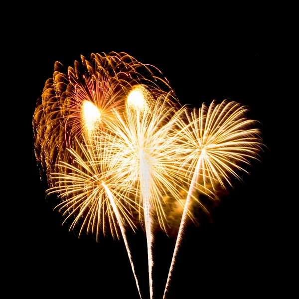 Colorful fireworks over dark sky background — Stock Photo, Image