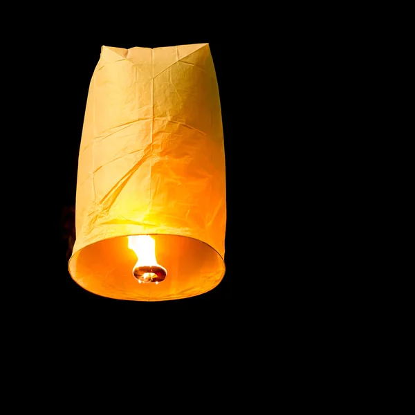 Floating Lantern on dark sky background — Stock Photo, Image