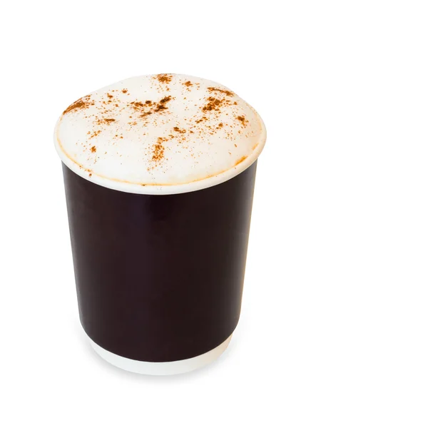 Cappuccino koffie in klaarmaaltijden papier glas geïsoleerd op witte bac — Stockfoto