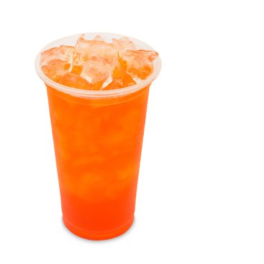 buzlu çay paket servisi olan restoran cam üzerinde beyaz adam izole çilek