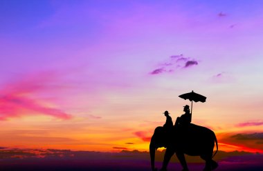 gün batımında turist filli siluet