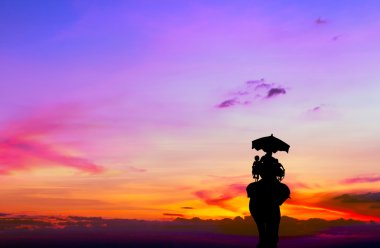 gün batımında turist filli siluet