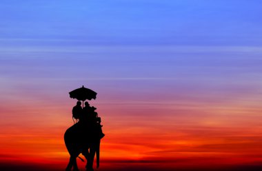 gün batımında turist filli siluet