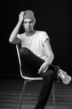 genç adam osing kamera için