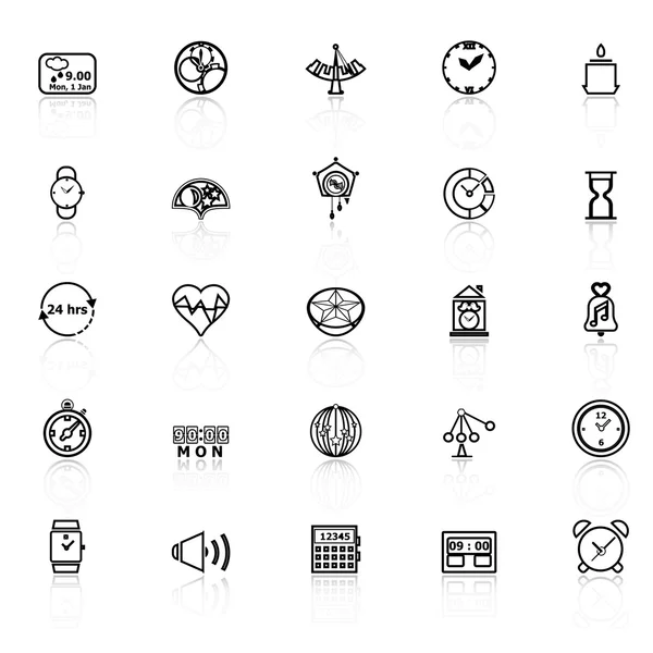 Design Zeitleiste Symbole mit reflektieren auf weißem Hintergrund — Stockvektor