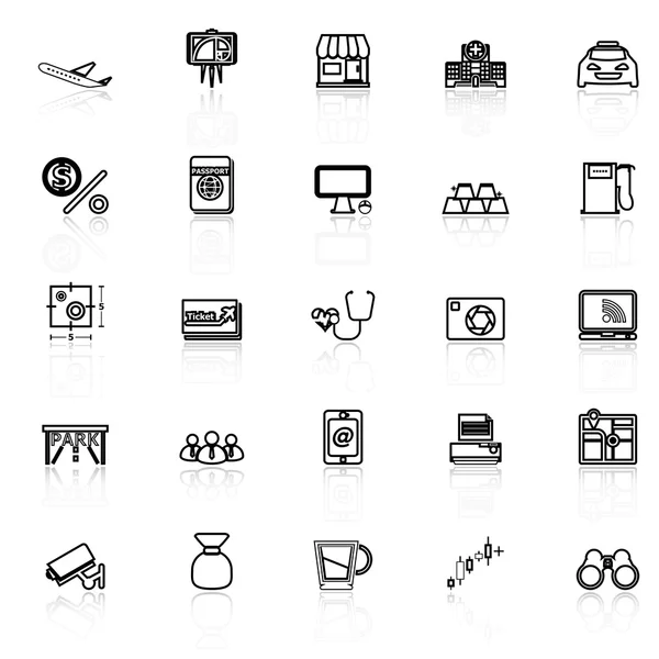 Iconos de línea de aplicación con reflejo en blanco — Archivo Imágenes Vectoriales