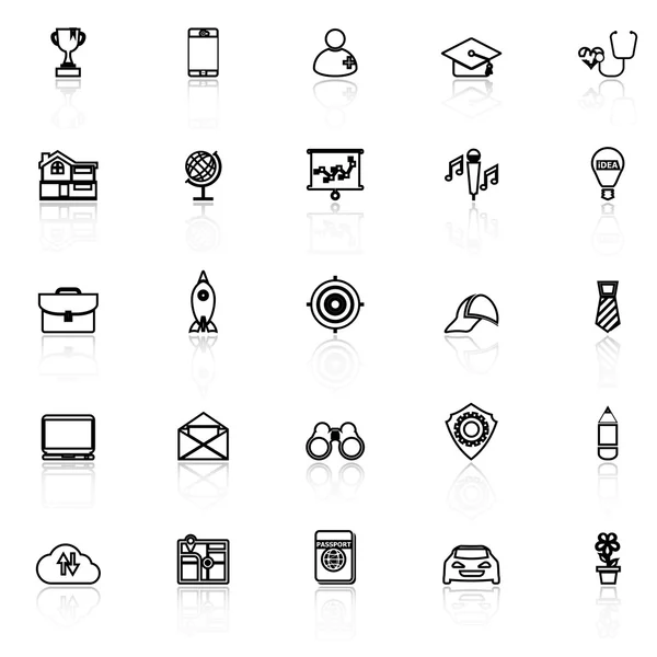 Job description line icons with reflect on white — Stock Vector