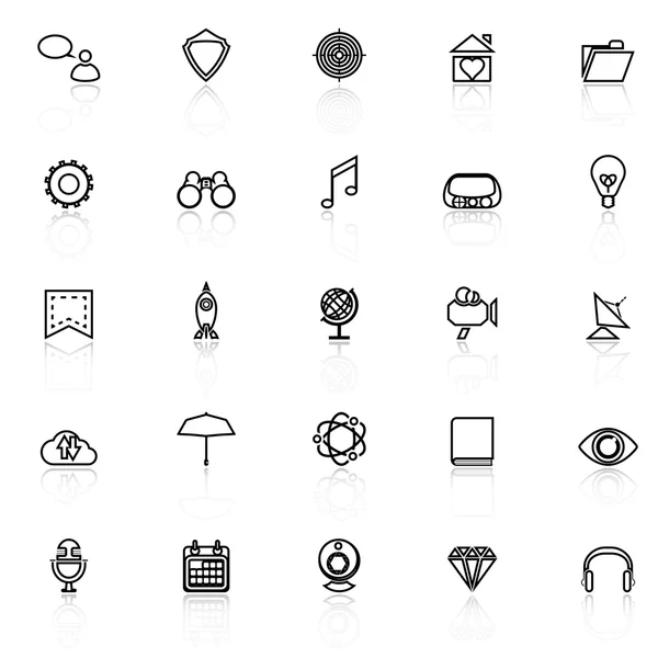 SEO line icons with reflect on white background — Stock Vector