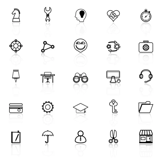 Human resource line icons with reflect on white — Stock Vector