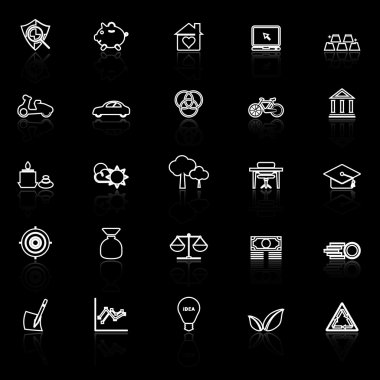 Yeterli ekonomi hattı kutsal kişilerin resmi ile siyah üzerine yansıtmak