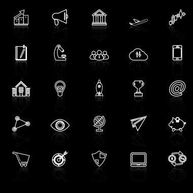 Başlangıç iş hattı simgeleri ile siyah arka plan üzerine yansıtmak