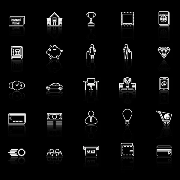 個人金融行アイコン反映ブラック — ストックベクタ