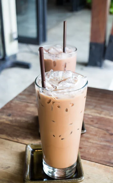 Glass of coffee mocha with ice — Stock Photo, Image