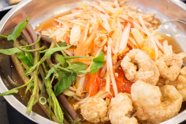 Conjunto de papaia refeição de salada picante — Fotografia de Stock