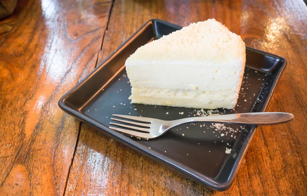 Pedaço de bolo de queijo caseiro — Fotografia de Stock