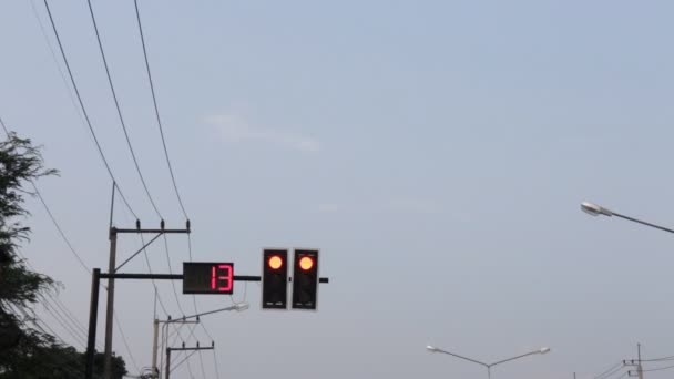 Contagem regressiva sinal de tráfego de luz vermelha — Vídeo de Stock