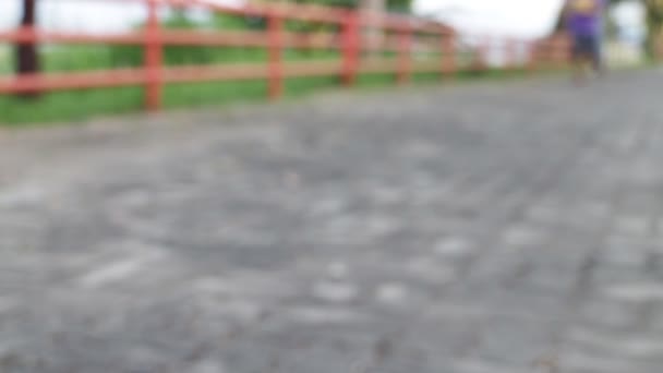 Woman running on a rural road — Stock Video