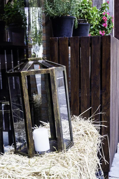 Чорний Ліхтар Ароматною Свічкою Прикраса Стокове Фото — стокове фото