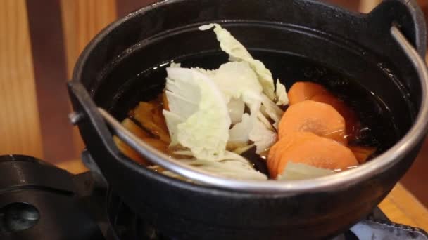 Shabu Gegrilde Groente Pan Voor Het Eten Van Voedsel Voorraad — Stockvideo