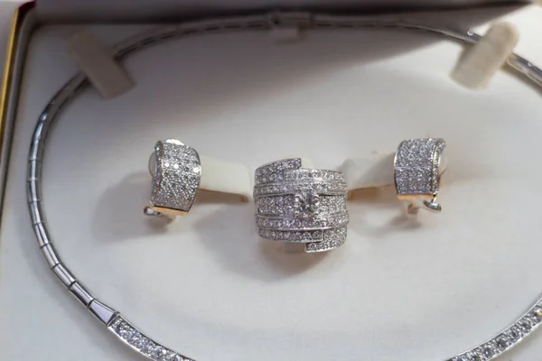 Fine Luxury Diamond Jewellery Set Stock Photo — Stock Photo, Image