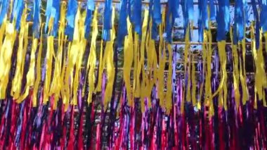 Yeşil açık hava piyasa dekorasyonu, borsa görüntüleri