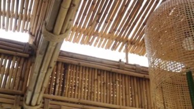 Creative bamboo interior construction design resort, stock footage