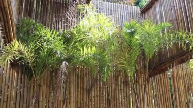 Creative bamboo interior construction design resort, stock footage