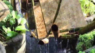 Bamboo water wheel recycle use power, stock footage