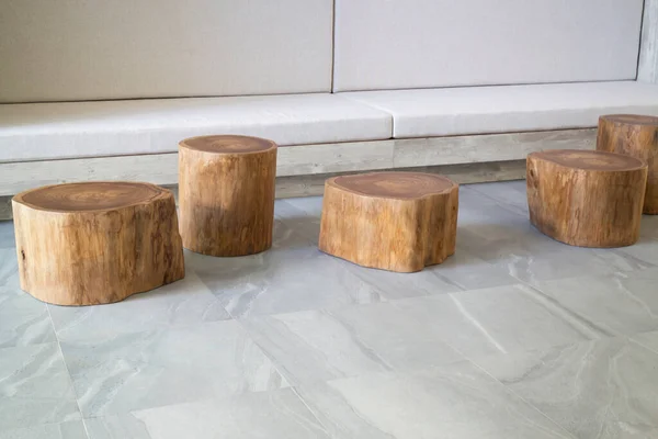 Grunge log stool or chair craft artisan handmade furniture, stock photo