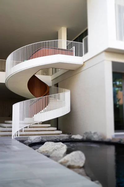 White Curve Stair Office Building Stock Photo — Stock Photo, Image