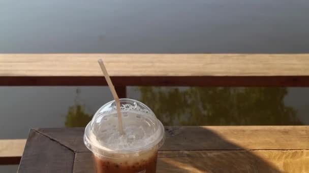 Waktu Kopi Kafe Kolam Air Rekaman Stok — Stok Video
