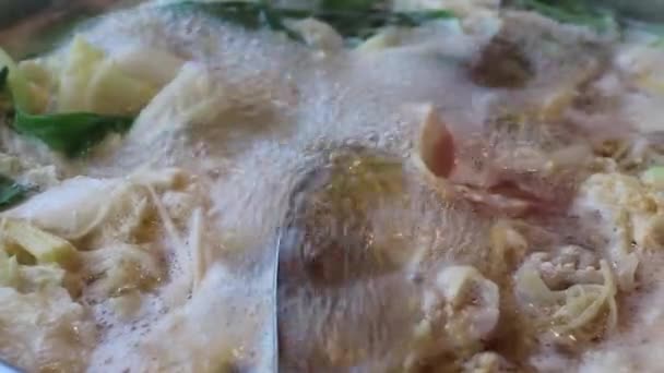 Hot Pot Vepřová Sada Příprava Jídlo Stock Záběry — Stock video