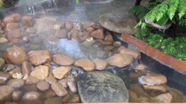 Rahatlama tropikal bahçesinde şelale, stok görüntüleri