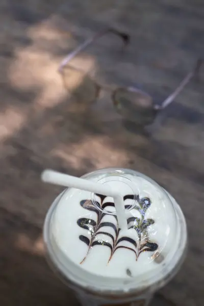 Glass Iced Cappucino Coffee Stock Photo — Stock Photo, Image