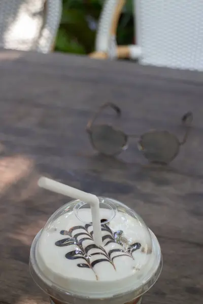 Glass Iced Cappucino Coffee Stock Photo — Stock Photo, Image