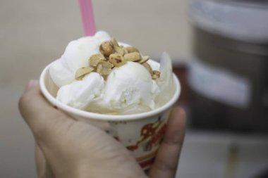 Thai style coconut milk ice cream, stock photo