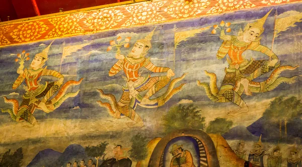 Traditional art of painting on the wall in Thai temple — Stock Photo, Image