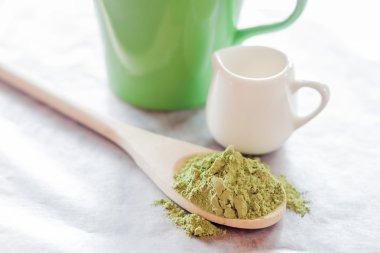 Hot green tea latte ingredient clipart
