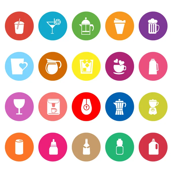 Varietà bere icone piatte su sfondo bianco — Vettoriale Stock