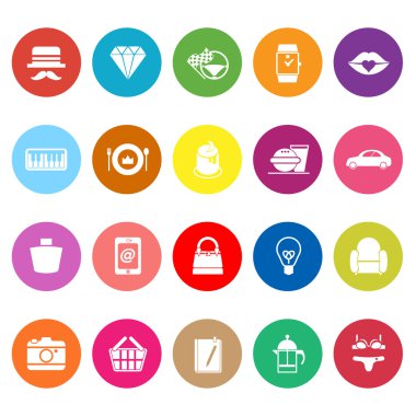 Department store item category flat icons on white background clipart