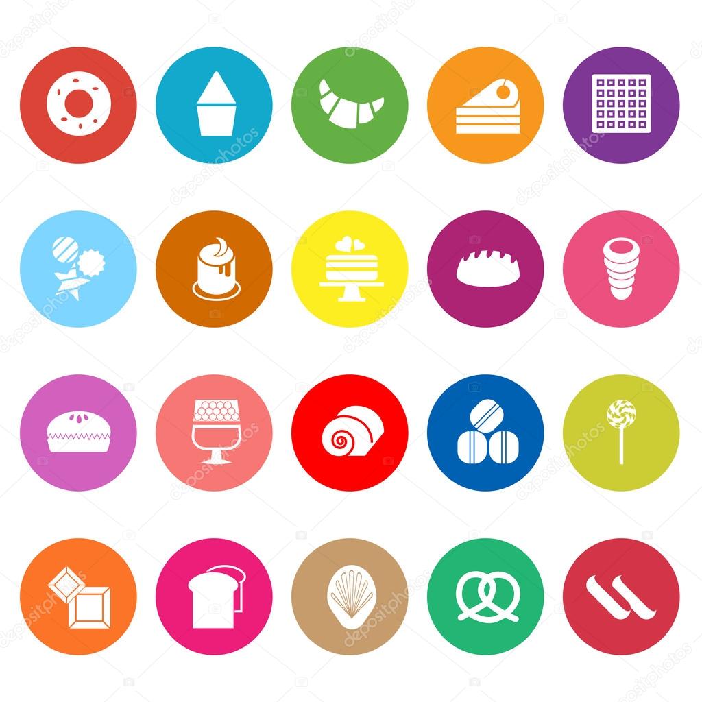 Variety Bakery Flat Icons On White Background Variety Bakery Flat Icons On White Background Stock