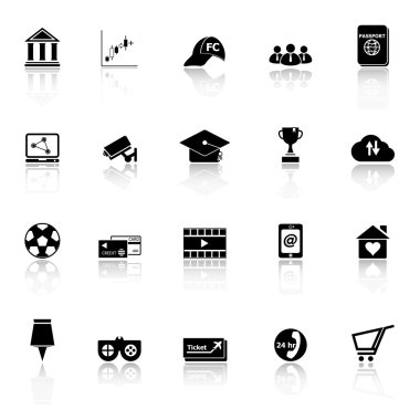 Beyaz arka plan üzerinde genel online simgeleri ile yansıtmak