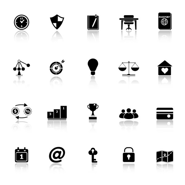 Thinking related icons with reflect on white background — Stock Vector