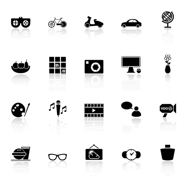 Favorite and like icons with reflect on white background — Stock Vector