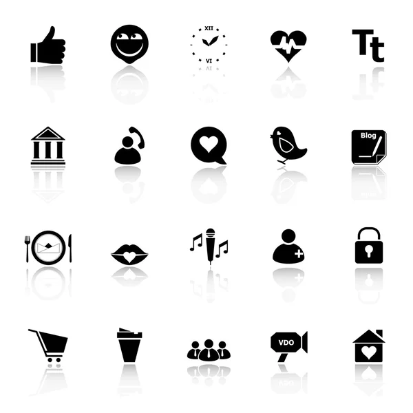 Chatta le icone di conversazione con riflettere su sfondo bianco — Vettoriale Stock