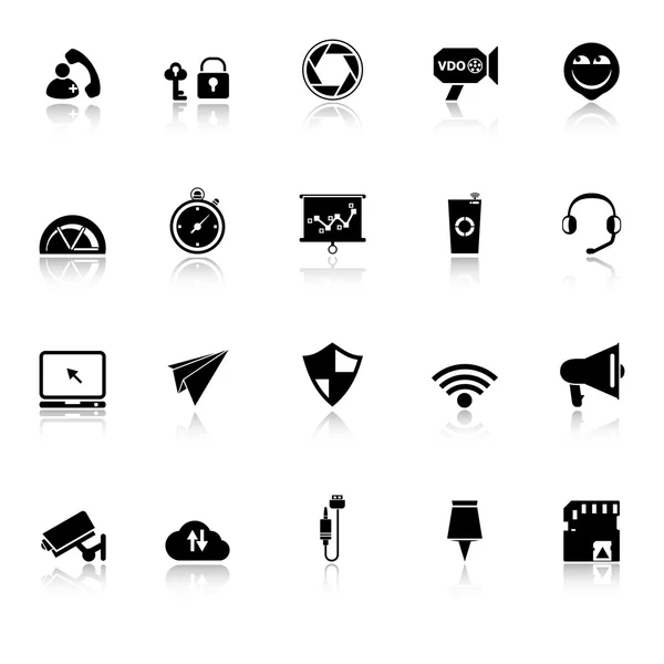Szúró telefon képernyő ikonok, tükrözik, fehér háttér — Stock Vector