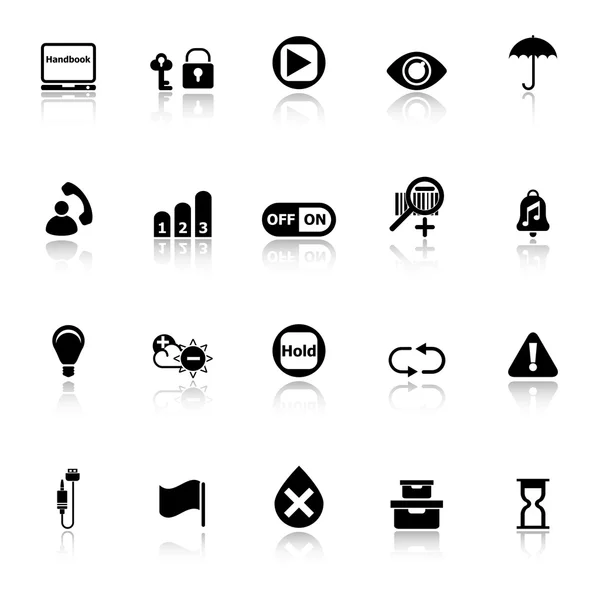 Icônes de signe de machine à usage domestique avec réflexion sur fond blanc — Image vectorielle