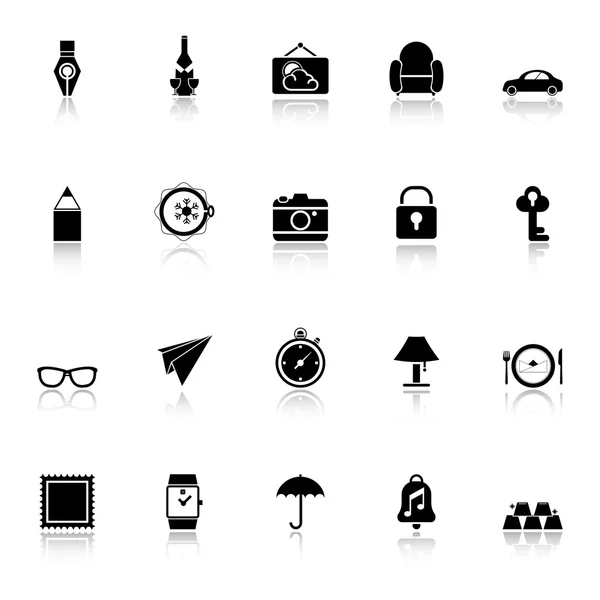 Vintage collection icons with reflect on white background — Stock Vector